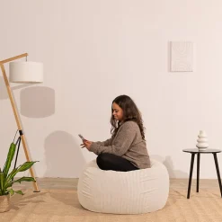 Pouf poire déhoussable velours côtelé BANANAIR 105x85 cm beige