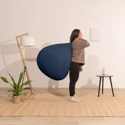 Pouf poire déhoussable velours côtelé BANANAIR 120x100 cm bleu foncé