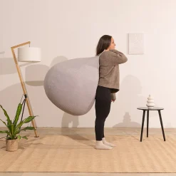 Pouf poire déhoussable velours côtelé BANANAIR 80x70 cm gris clair