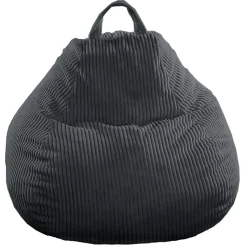 Pouf poire déhoussable velours côtelé BANANAIR 120x100 cm gris foncé