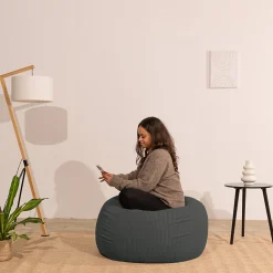 Pouf poire déhoussable velours côtelé BANANAIR 120x100 cm gris foncé