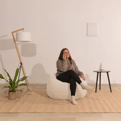 Pouf poire déhoussable velours côtelé BANANAIR 120x100 cm beige