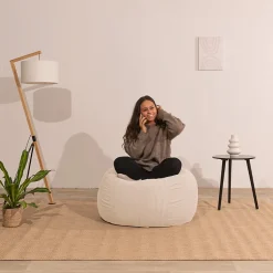 Pouf poire déhoussable velours côtelé BANANAIR 120x100 cm beige