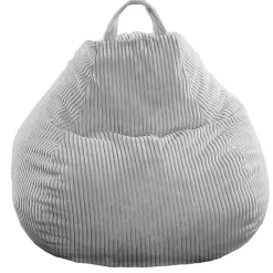 Pouf poire déhoussable velours côtelé BANANAIR 105x85 cm gris clair