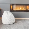 Pouf poire en velours côtelé blanc ∅75 x H.100cm