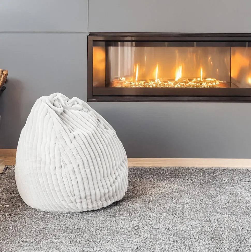 Pouf poire en velours côtelé blanc ∅75 x H.100cm