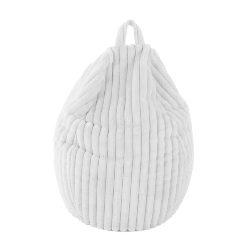 Pouf poire en velours côtelé blanc ∅75 x H.100cm