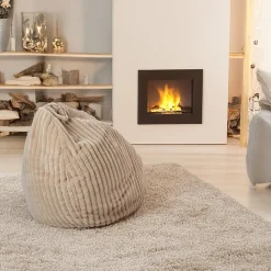 Pouf poire en velours côtelé beige ∅75 x H.100cm