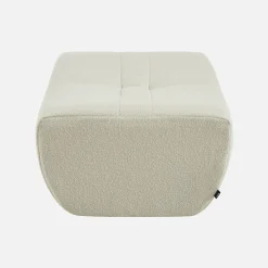 Pouf. repose-pieds pour chauffeuse Sokol bouclette texturée blanc - Sokol