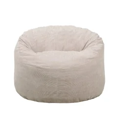 Pouf rond doux en velours côtelé BANANAIR 100 cm beige