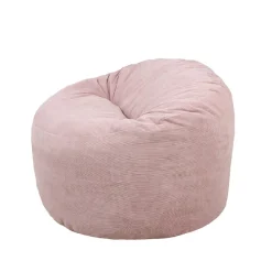 Pouf rond doux velours côtelé BANANAIR 100 cm rose