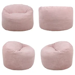 Pouf rond doux velours côtelé BANANAIR 100 cm rose