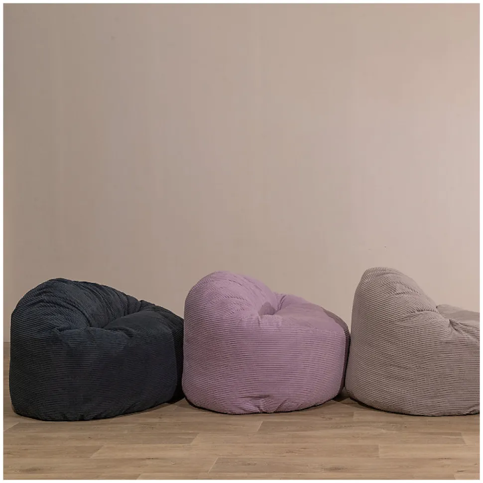 Pouf rond doux velours côtelé épais BANANAIR 100cm bleu foncé