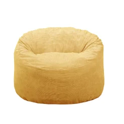 Pouf rond doux velours côtelé BANANAIR 100 cm jaune