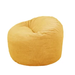 Pouf rond doux velours côtelé BANANAIR 100 cm jaune