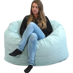 Pouf rond doux velours côtelé BANANAIR 100 cm vert