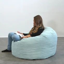 Pouf rond doux velours côtelé BANANAIR 100 cm vert