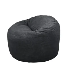Pouf rond doux velours côtelé BANANAIR 100 cm noir