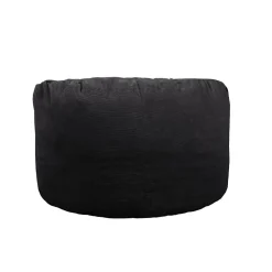 Pouf rond doux velours côtelé BANANAIR 100 cm noir
