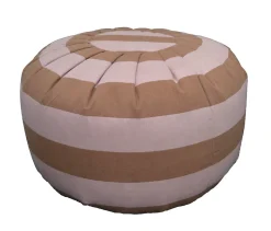 Pouf rond souple Ornami L.60 x H.40 cm rayé orange terracotta