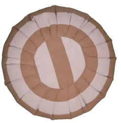 Pouf rond souple Ornami L.60 x H.40 cm rayé orange terracotta