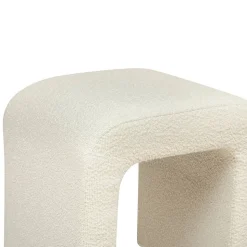 Pouf Sevi en bouclette 41x35cm blanc - Atmosphera