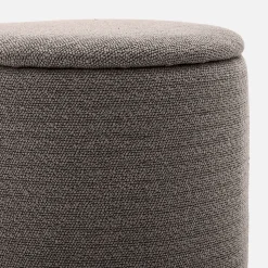 Pouf taupe en tissu avec rangement pour coussins ou plaids