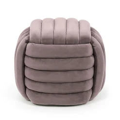 Pouf tressé en velours 53 cm NILO Rose Poudré