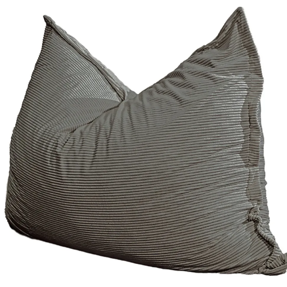 Pouf velours côtelé déhoussable BANANAIR 180 x 140 cm gris foncé
