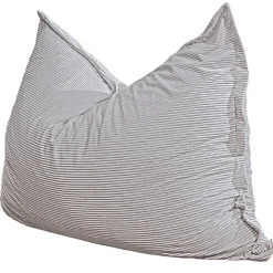 Pouf velours côtelé déhoussable BANANAIR 180 x 140 cm gris clair