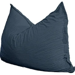 Pouf velours côtelé déhoussable BANANAIR 180 x 140 cm bleu nuit