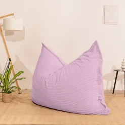 Pouf velours côtelé déhoussable BANANAIR 180 x 140 cm violet parme
