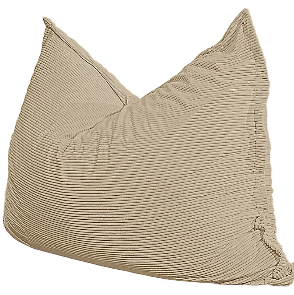 Pouf velours côtelé déhoussable BANANAIR 180 x 140 cm beige