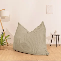 Pouf velours côtelé déhoussable BANANAIR 180 x 140 cm beige