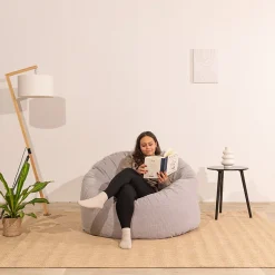 Pouf velours côtelé épais BANANAIR 100cm gris clair