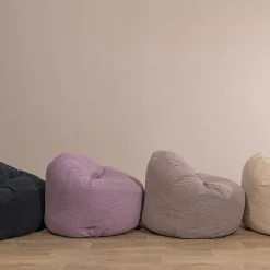 Pouf velours côtelé épais BANANAIR 100cm gris clair