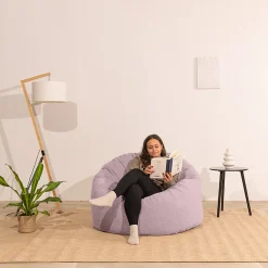 Pouf velours côtelé épais BANANAIR 100cm violet parme
