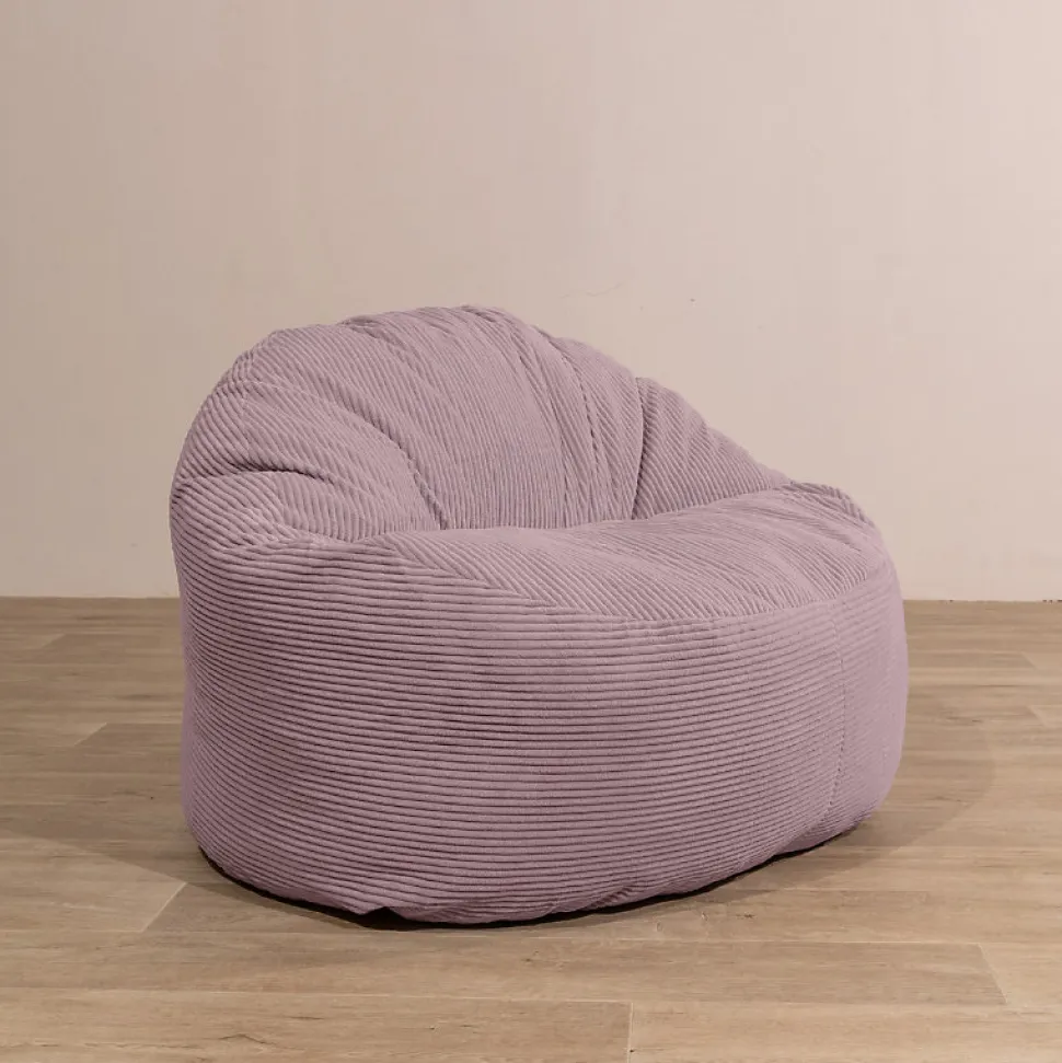 Pouf velours côtelé épais BANANAIR 100cm violet parme