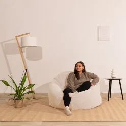 Pouf velours côtelé épais BANANAIR 100cm blanc