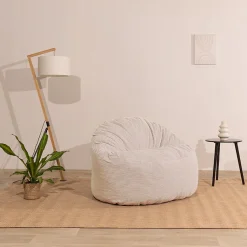 Pouf velours côtelé épais BANANAIR 100cm blanc