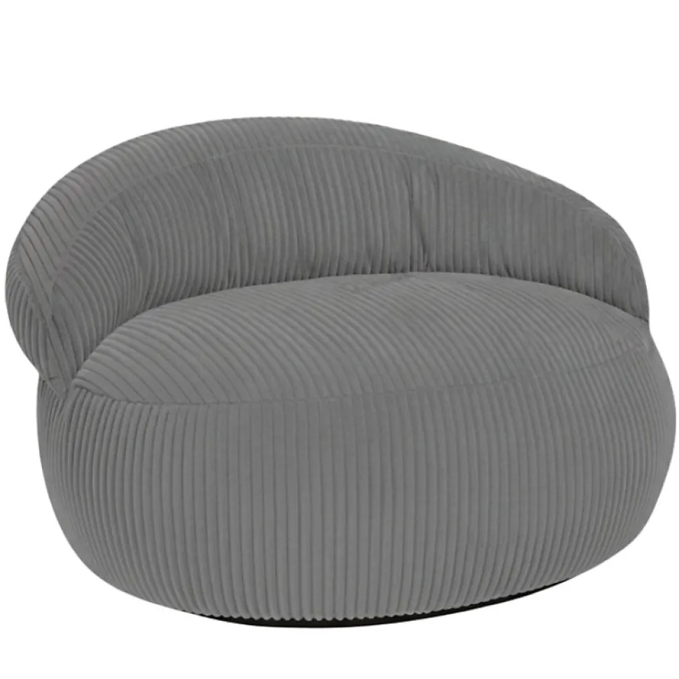 Pouf XXL déhoussable en velours côtelé BANANAIR 110x100 cm gris foncé