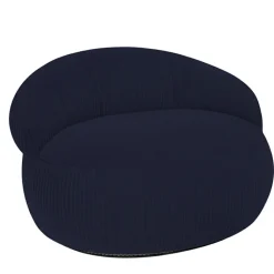 Pouf XXL déhoussable en velours côtelé BANANAIR 110x100 cm + repose-pieds bleu foncé