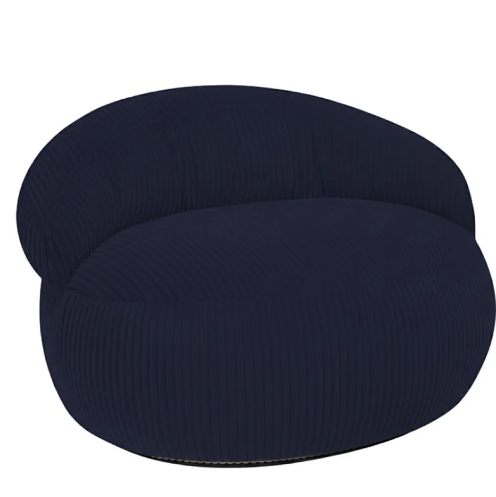 Pouf XXL déhoussable en velours côtelé BANANAIR 110x100 cm bleu foncé