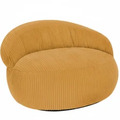 Pouf XXL déhoussable en velours côtelé BANANAIR 110x100 cm jaune moutarde