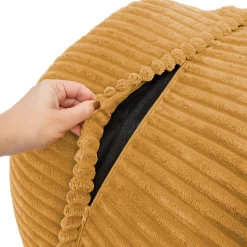 Pouf XXL déhoussable en velours côtelé BANANAIR 110x100 cm jaune moutarde