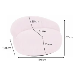 Pouf XXL déhoussable en velours côtelé BANANAIR 110x100 cm rose