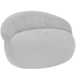 Pouf XXL déhoussable en velours côtelé BANANAIR 110x100 cm gris clair