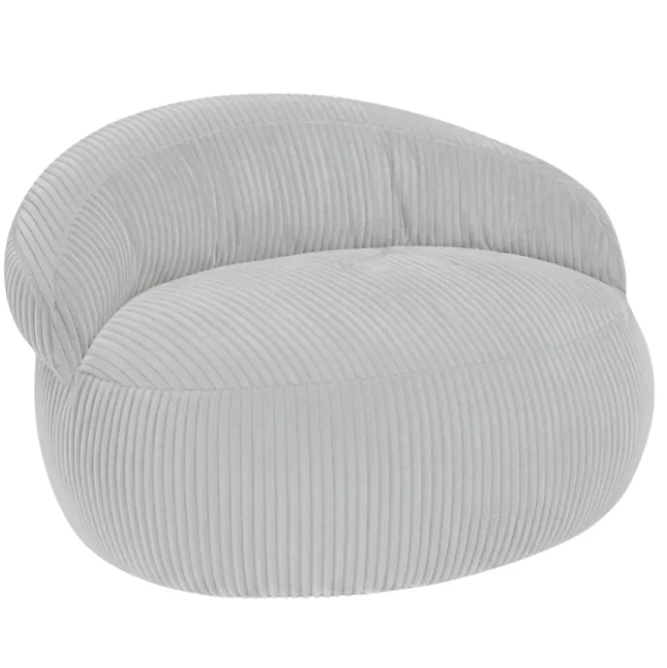 Pouf XXL déhoussable en velours côtelé BANANAIR 110x100 cm gris clair