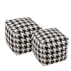 Poufs carrés pied-de-poule large noir et blanc (lot de 2) - POULEA