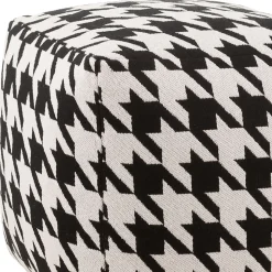 Poufs carrés pied-de-poule large noir et blanc (lot de 2) - POULEA
